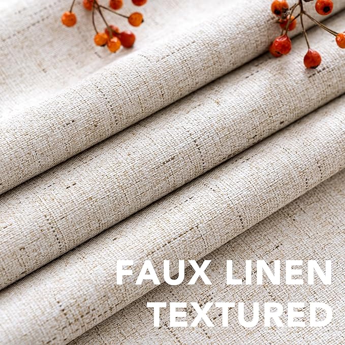 H.VERSAILTEX Linen 100% Blackout Curtains for Bedroom Full Light Blocking Curtains, Textured Window Curtain for Living Room 84 inch Grommet, Energy Efficient Curtains White Liner(2 Panels, Natural) - Image 3